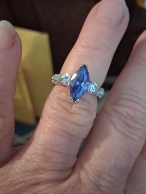 Marquise Cut CZ Ring In Sterling Silver Size 5